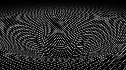 Abstract black and white gravity hole 3d warped wallpaper