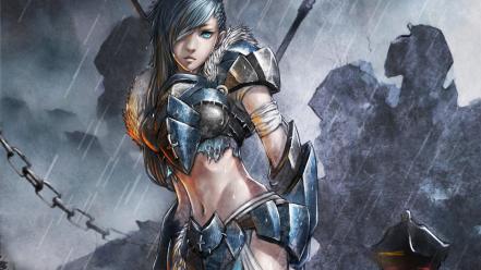 Art armor artwork aqua eyes anime girls wallpaper