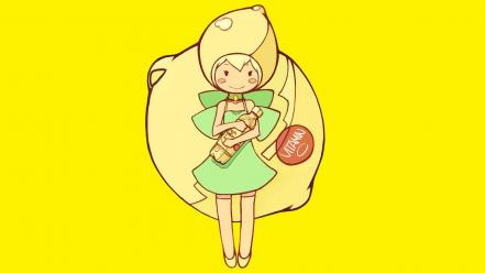 Blondes dress anime girls yellow background c.c. lemon wallpaper
