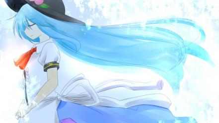 Closed eyes hinanawi tenshi hats anime girls wallpaper