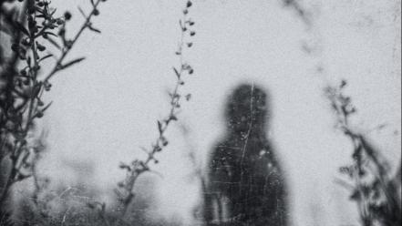 Dark grayscale eerie blurred separation wallpaper