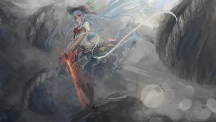 Eyes hinanawi tenshi hats anime girls swords wallpaper