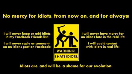 Minimalistic facebook text quotes idiots black background anti-christ wallpaper