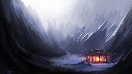 Artwork fireplace andreas rocha master piece wallpaper