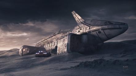 Fantasy art digital science fiction 3d scenario wallpaper