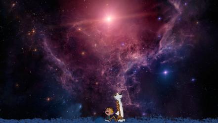Nebulae calvin and hobbes artwork space art wallpaper