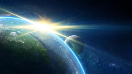Outer space galaxies planets earth wallpaper