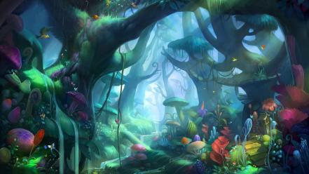 Video games forest digital art concept characters wallpaper