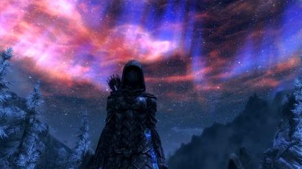 Scrolls v skyrim mountains skyscapes snow trees wallpaper