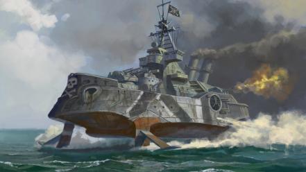 Digital art fantasy hydrofoil pirates ships wallpaper