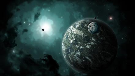 Earth space shuttle design digital art outer wallpaper