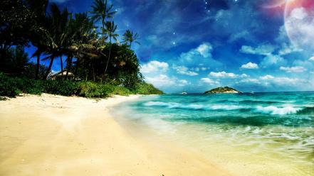 Beaches fantasy art nature wallpaper