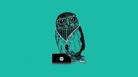 Glasses laptops minimalistic owls wallpaper