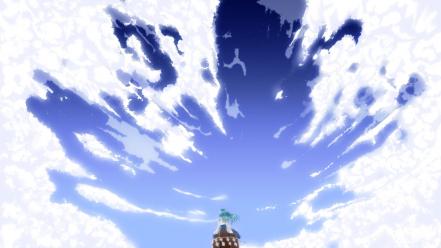 Kochiya sanae touhou clouds green hair long wallpaper