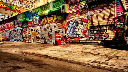 Cityscapes graffiti multicolor skylines street art wallpaper