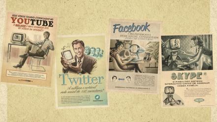 Classic facebook twitter youtube retro wallpaper