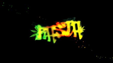 Glow glowing graffiti leaves marijuana wallpaper