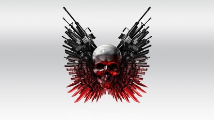 The expendables artwork movies simple background skulls wallpaper
