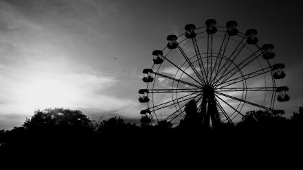 Ferris wheels monochrome wallpaper