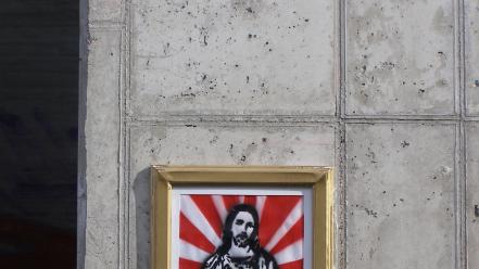Jesus capitalism graffiti street art wallpaper