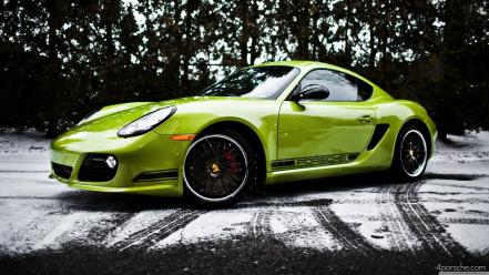 Porsche cayman abstract green snow wallpaper