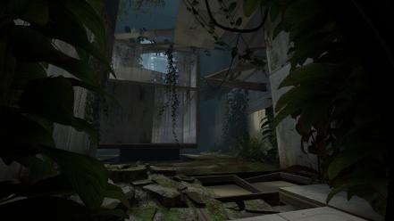 Portal 2 grass leaves wallpaper