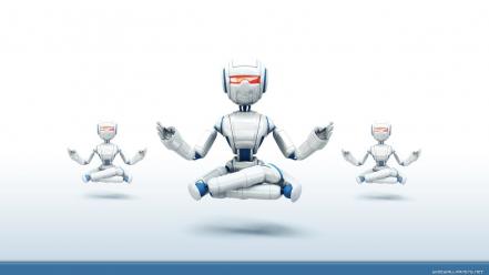 3d digital art robots yoga wallpaper