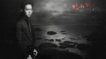 Asians kpop korean park yoochun grayscale wallpaper