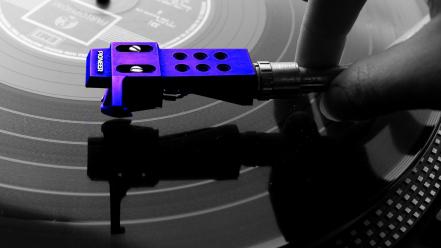 Blue color splash purple turntables wallpaper
