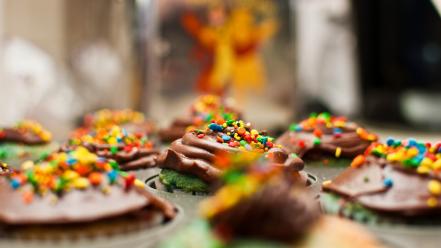 Cupcakes depth of field desserts food sprinkles wallpaper