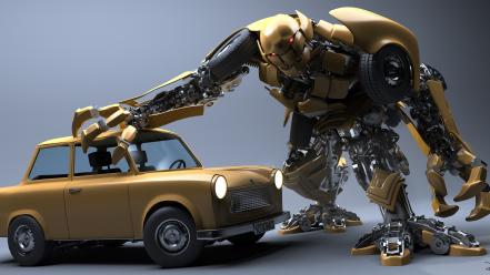 Trabant digital art robots wallpaper