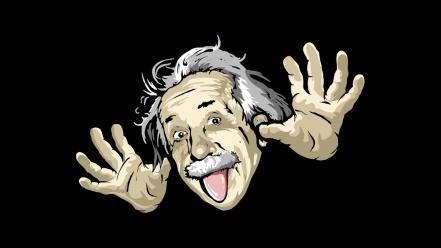 Albert einstein black background funny portraits wallpaper