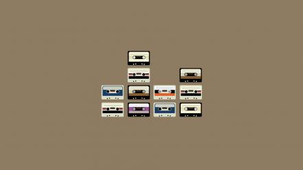 Brown background cassette minimalistic music retro wallpaper