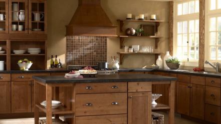 Cityscapes design interior kitchen wallpaper