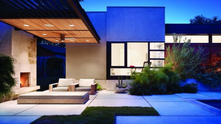 Garden house modern wallpaper