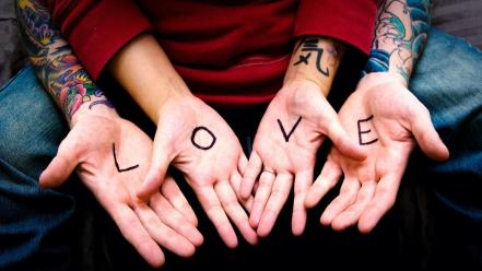 Hands love tattoos wallpaper