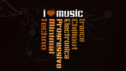 Trance love music techno typography wallpaper