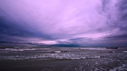 Beaches clouds nature seaside ships wallpaper