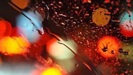 Bokeh glass lights water drops wallpaper
