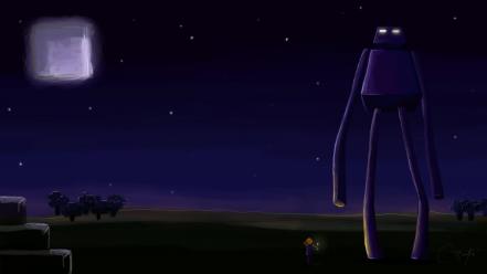 Enderman minecraft fan art night video games wallpaper