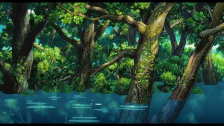 Ponyo rivers trees wallpaper