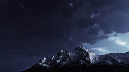 Clouds dark night storm mountain view wallpaper