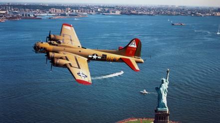 Statue of liberty b-17 flying fortress b17 wallpaper