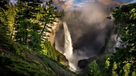 Steam trees waterfalls wallpaper