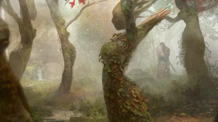 Trees forest fantasy art artwork wallpaper