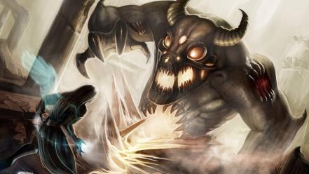 Abstract artwork demons fantasy art horns wallpaper