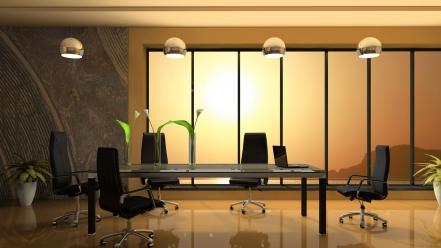 Architecture interior design modern office wallpaper