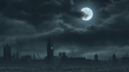 Big ben london moon artwork cities wallpaper