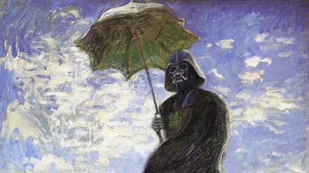 Darth vader star wars artwork funny oil painting wallpaper
