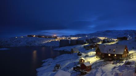 Landscapes night winter wallpaper